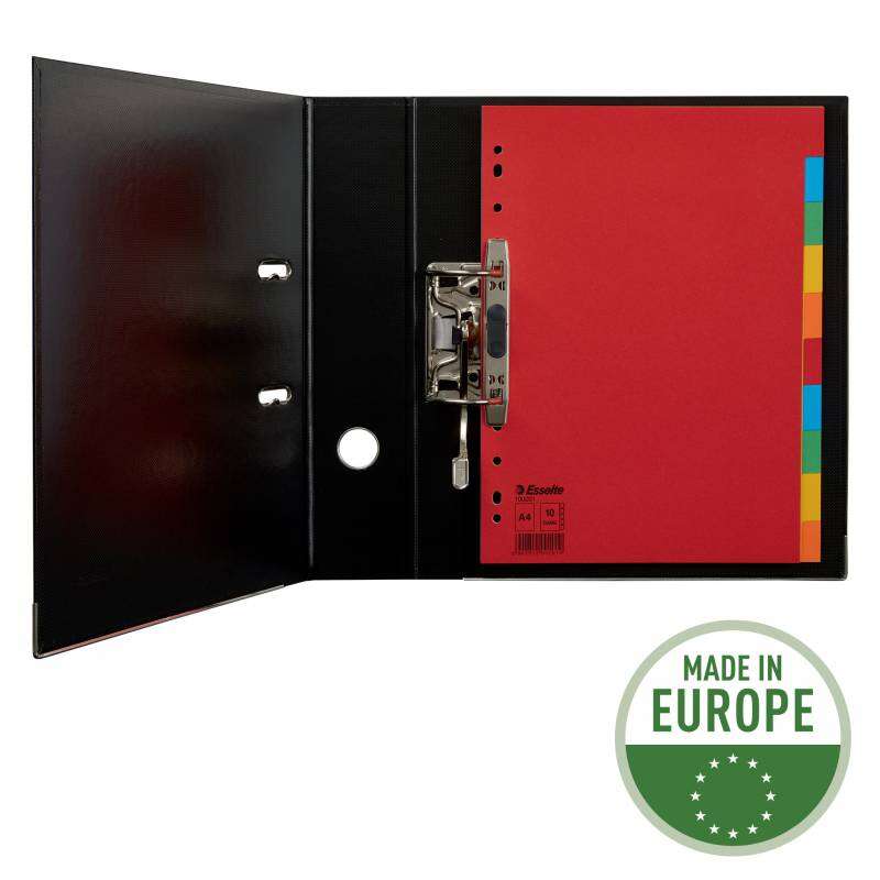 Esselte Separadores Scarton A4 10 Pestañas 5 Colores Gramaje150Grs sin Caratula Indice - Multicolor Materia Lcarton - Tamaño A4 - Multitaladro - 10 Pestañas 5 Colores - Presentacion en Bolsa Individual 