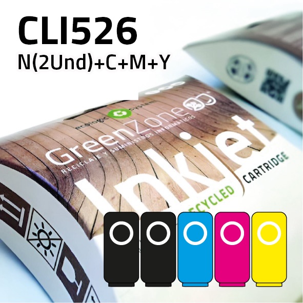 Pack cartuchos Canon PGI525 | CLI526 | 2 negros + colores | Green Zone