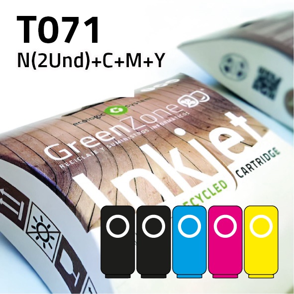 [EPGECT071] Pack cartuchos Epson T071 | 2 negros + colores | Green Zone