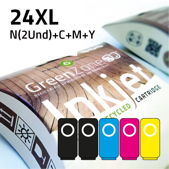 [EPGECT2431XL] Pack cartuchos Epson 24XL | 2 negros + colores | alta capacidad | Green Zone