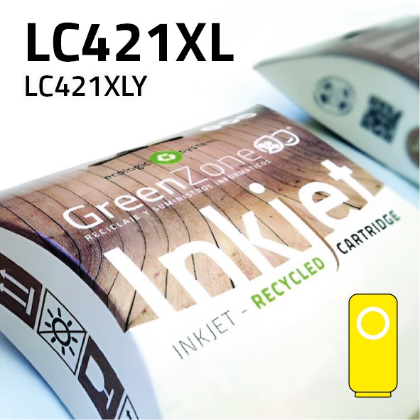Cartucho Brother LC421XL amarillo | 500 páginas | Green Zone
