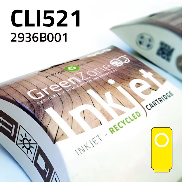 Green Zone para Canon CLI521 Amarillo (10,5 ml)