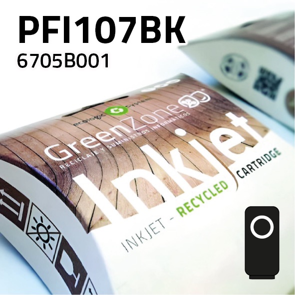 Cartucho Canon PFI107BK negro | 130 ml | Green Zone