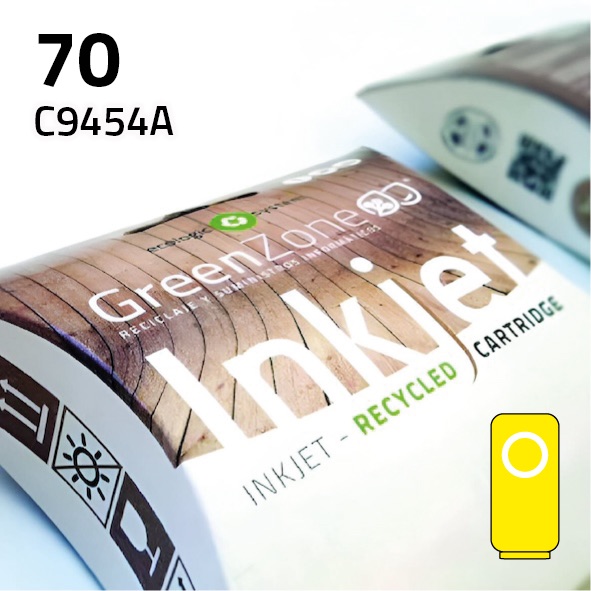 Green Zone para HP C9454A (70) Amarillo (130 ml)