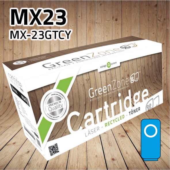 [GSHTMX23C] Tóner Sharp MX23 (MX-23GTCY) polimerizado cian | 10.000 páginas | Green Zone