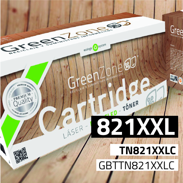 Green Zone para Brother TN821XXLC Kit Toner Cian (12.000 Copias)