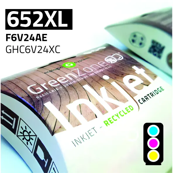 ​Zona Verde para HP F6V24AE (652XL) Cor (18 ml)