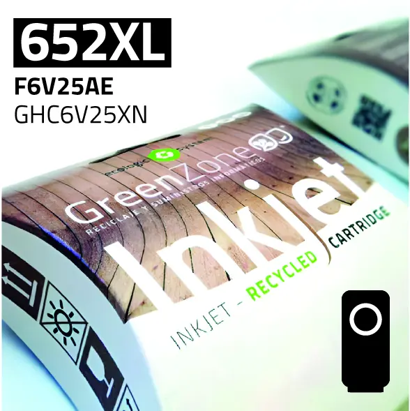 ​Zona Verde para HP F6V25AE (652XL) Negro (20 ml)