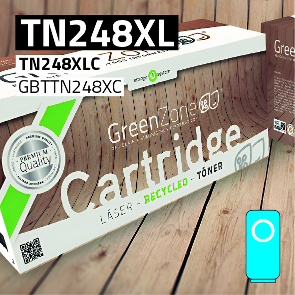 Green Zone para Brother TN248XLC Kit Toner Cian (2.300 Copias)