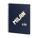 Milan Serie 1918 Cuaderno Espiral Formato A4 Pautado 7mm - 80 Hojas de 95 gr/m2 - Microperforado, 4 Taladros - Color Azul Oscuro