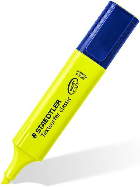 [364-1] Staedtler Textsurfer Classic 364 Marcador Fluorescente - Punta Biselada - Trazo entre 1 - 5mm - Tinta con Base de Agua - Color Amarillo
