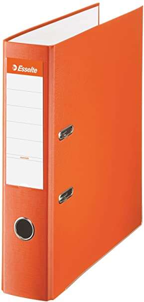 Esselte Archivador de Palanca - Formato Folio - Lomo 75mm - Capacidad para 500 Hojas - Color Naranja 
