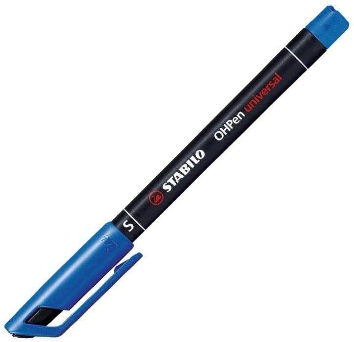[841/41] Stabilo OHPen Rotulador Permanente - Punta Superfina - Trazo de 0.4mm - Agarre Antideslizante - Tapon Ventilado - Color Azul 