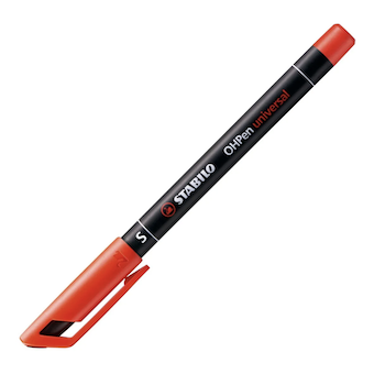 [841/40] Stabilo OHPen Rotulador Permanente - Punta Superfina - Trazo de 0.4mm - Agarre Antideslizante - Tapon Ventilado - Color Rojo