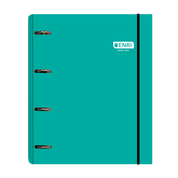 [400186400] Enri Carpeta A4 - Tapa Extradura - 4 Anillas - Color Verde Azulado 