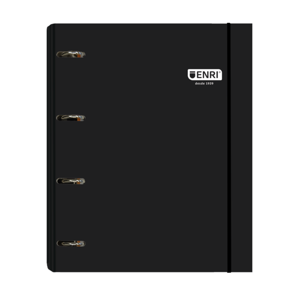 [400185162] Enri Carpeta A4 - Tapa Extradura - 4 Anillas - Color Negra