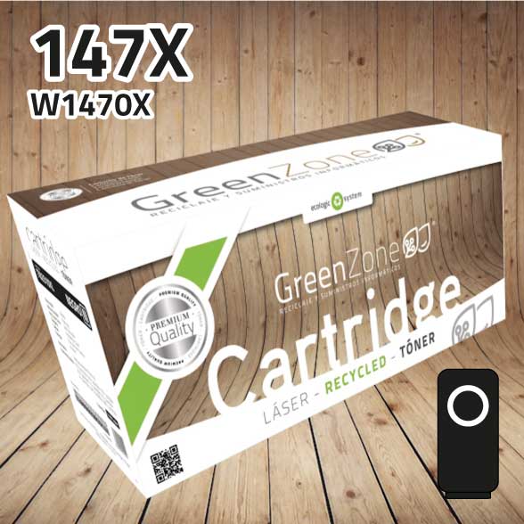 [GHTW1470XN] Green Zone para HP W1470X (147X) Negro (25.200 Copias)