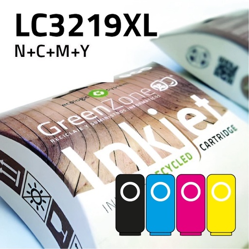 [EPGBCLC3219XL] Economy Pack Green Zone para  Brother LC3219XL Bk/C/M/Y + REGALO Papel Photo A6