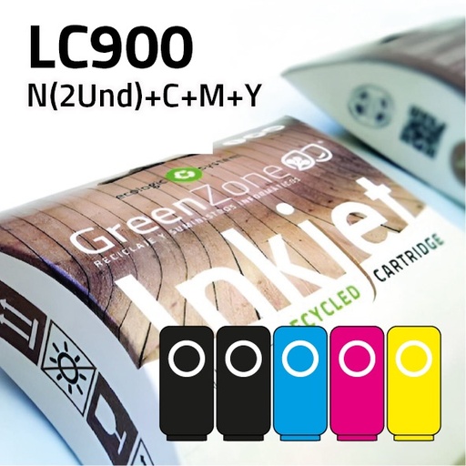 [EPGBCLC900] Economy Pack Green Zone para  Brother LC900  (Bk(2Und.)+ C/M/Y+ Papel A6)