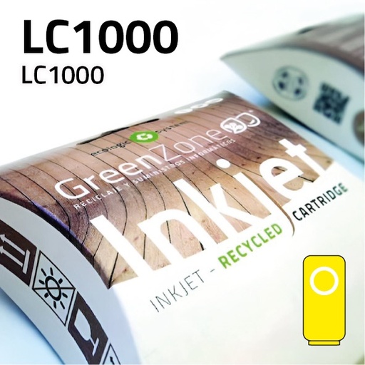 [GBCLC1000Y] Green Zone para Brother LC970 / LC1000 Amarillo (20 ml)