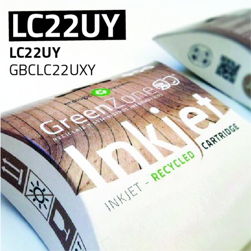 [GBCLC22UXY] Green Zone para Brother LC22UY Amarillo (1.200 Copias)
