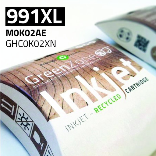 [GHC0K02XN] Green Zone para HP M0K02AE (991XL) Negro (20.000 Copias) Tinta pigmentada