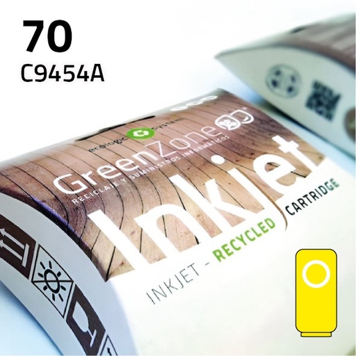 [GHC9454Y] Green Zone para HP C9454A (70) Amarillo (130 ml)