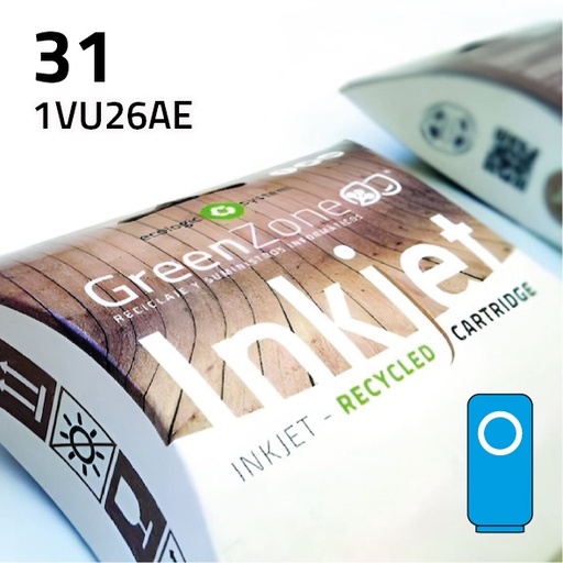 [GHCVU26C] Green Zone para HP 1VU26AE (31) Cian (70 ml)