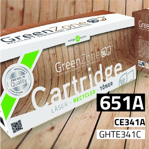 [GHTE341C] Green Zone para HP CE341A (651A) Cian (16.000 Copias)
