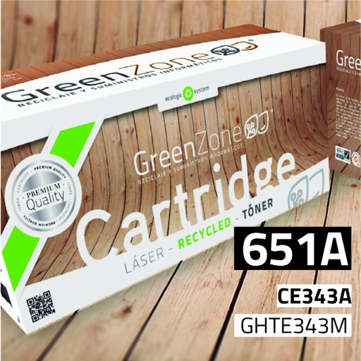 [GHTE343M] Green Zone para HP CE343A (651A) Magenta (16.000 Copias)