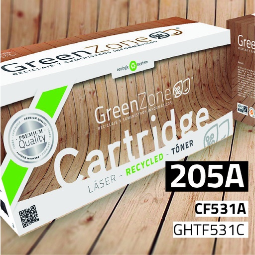 [GHTF531C] Green Zone para HP CF531A (205A) Cian (900 Copias)