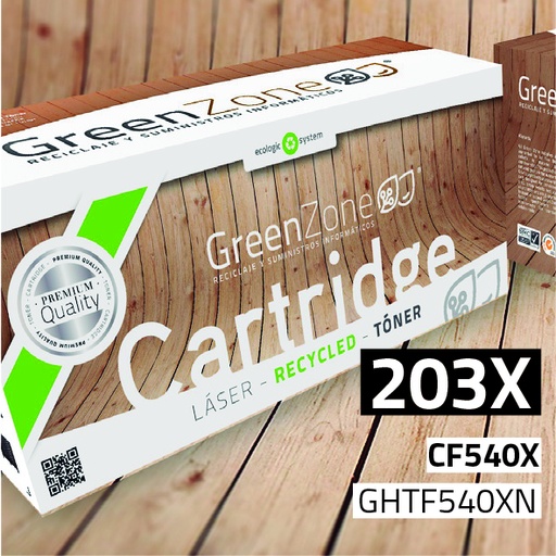 [GHTF540XN] Green Zone para HP CF540X (203X) Negro (3.200 Copias)