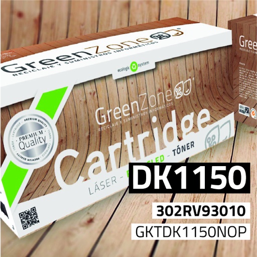 [GKTDK1150NOP] Green Zone para Kyocera DK1150 (302RV93010) Kit Tambor Negro (150.000 Copias) Alta Calidad