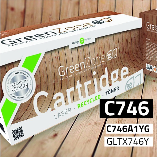 [GLTX746Y] Green Zone para Lexmark C746A1YG (C746) Kit Toner Amarillo (7.000 Copias)