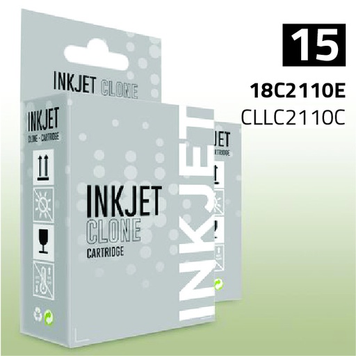 [CLLC2110C] Marca Clone para Lexmark 18C2110E (15) Color (15 ml)