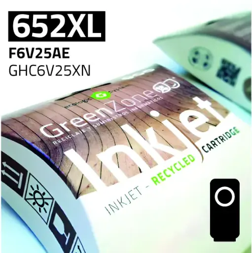 [GHC6V25XN] ​Zona Verde para HP F6V25AE (652XL) Negro (20 ml)