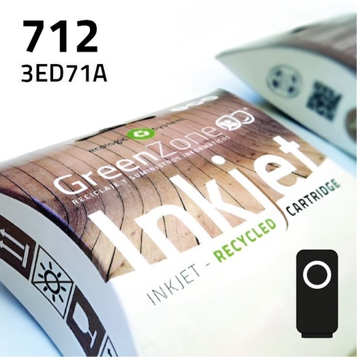 [GHCED71N] Green Zone para HP 3ED71A (712) Negro (80 ml)