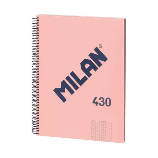 [57143E80P] Milan Serie 1918 Cuaderno Espiral Formato A4 Cuadricula 5x5mm - 80 Hojas de 95 gr/m2 - Microperforado, 4 Taladros - Color Rosa