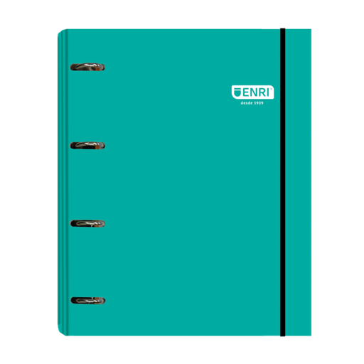 [400186400] Enri Carpeta A4 - Tapa Extradura - 4 Anillas - Color Verde Azulado 